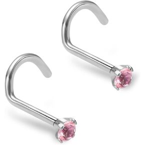 ZYTAIJEW 2pcs Green/White/Dark Blue/Purple/Red/Light Blue/Pink/Black 4mm CZ Screw Nose Rings Studs G23 Titanium Cubic Zirconia 20G Piercing Jewelry in Saudi Arabia