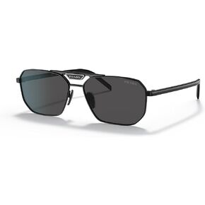 Prada PR 58YS 1AB5S0 Black Metal Rectangle Sunglasses Grey Lens in Kuwait