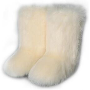 ZOSCGJMY Faux Fur Boots for Women Fuzzy Fluffy Furry Round Toe Suede Winter Snow Boots Flat Shoes in Saudi Arabia