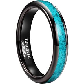 TUTISS 4mm 6mm 8mm Tungsten Rings for Men Women Engagement Wedding Bands Crushed Turquoise Inlay Domed Polished Comfort Fit in Saudi Arabia