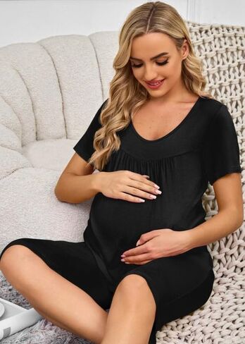 طقم بيجامة للحوامل للسيدات من Xpenyo، طقم ملابس نوم للاستراحة مكون من قطعتين مع جيوب in Kuwait