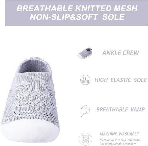 أحذية Pluatyep للأطفال الصغار للمشي لأول مرة ومضادة للانزلاق للرضع والأولاد والبنات ونعل ناعم موضة جوارب شبكية محبوكة قابلة للتنفس أحذية شباشب سهلة الارتداء in Kuwait