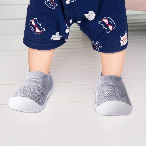 أحذية Pluatyep للأطفال الصغار للمشي لأول مرة ومضادة للانزلاق للرضع والأولاد والبنات ونعل ناعم موضة جوارب شبكية محبوكة قابلة للتنفس أحذية شباشب سهلة الارتداء in Kuwait