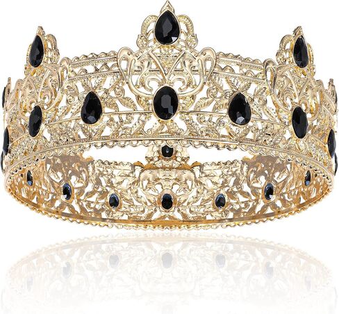 Gold King Crowns for Men, Royal Crown with Champagne Rhinestone, Birthday Crown for Men, Wedding Cosplay Homecoming Prom Party Decorations Crown, Perfect Gifts for Men in Saudi Arabia