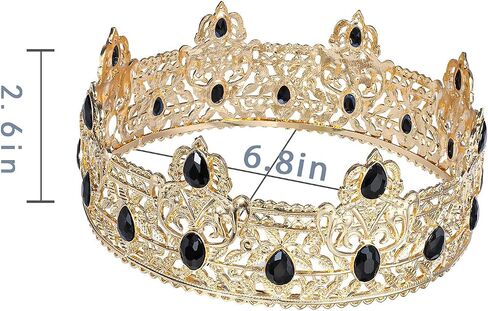 Gold King Crowns for Men, Royal Crown with Champagne Rhinestone, Birthday Crown for Men, Wedding Cosplay Homecoming Prom Party Decorations Crown, Perfect Gifts for Men in Saudi Arabia