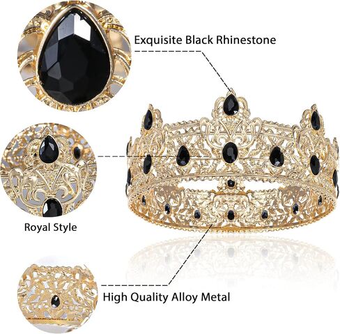Gold King Crowns for Men, Royal Crown with Champagne Rhinestone, Birthday Crown for Men, Wedding Cosplay Homecoming Prom Party Decorations Crown, Perfect Gifts for Men in Saudi Arabia