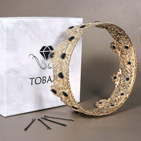 Gold King Crowns for Men, Royal Crown with Champagne Rhinestone, Birthday Crown for Men, Wedding Cosplay Homecoming Prom Party Decorations Crown, Perfect Gifts for Men in Saudi Arabia