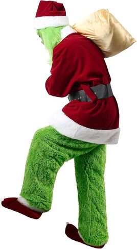 SHEJIZE عيد الميلاد زي الوحش الأخضر بدلة سانتا للبالغين زي سانتا زي سانتا مع قناع in Kuwait