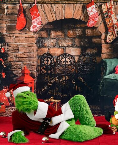 SHEJIZE عيد الميلاد زي الوحش الأخضر بدلة سانتا للبالغين زي سانتا زي سانتا مع قناع in Kuwait