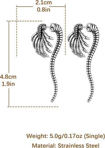 HZMAN Alien Facehugger Earrings for Men Women Stainless Steel Retro Gothic Punk Xenomorph Insect Stud Earring Biker Party Jewelry Gift in Saudi Arabia