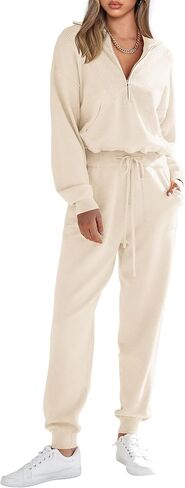 مجموعة سترة نسائية من PRETTYGARDEN مكونة من قطعتين، بلوفر بسحاب، سويت شيرت رياضي، بنطلون رياضي، ملابس غير رسمية in Kuwait