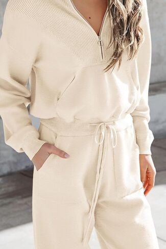 مجموعة سترة نسائية من PRETTYGARDEN مكونة من قطعتين، بلوفر بسحاب، سويت شيرت رياضي، بنطلون رياضي، ملابس غير رسمية in Kuwait