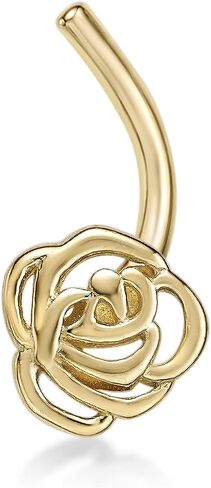 Lavari Jewelers 20 Gauge Curved Screw Nose Ring in 14k Yellow Gold Unisex Stud Nose Ring Hypoallergenic Nostril Piercing Jewelry 20G Body Piercing in Saudi Arabia