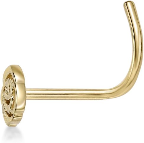 Lavari Jewelers 20 Gauge Curved Screw Nose Ring in 14k Yellow Gold Unisex Stud Nose Ring Hypoallergenic Nostril Piercing Jewelry 20G Body Piercing in Saudi Arabia