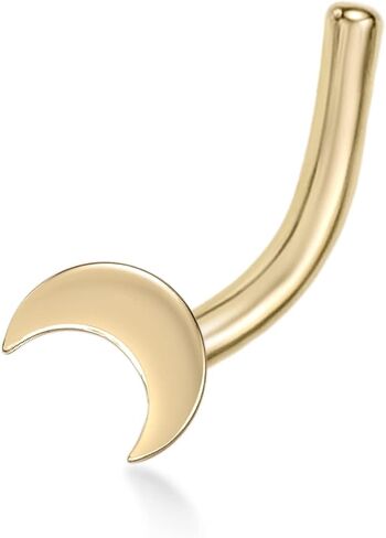 مجوهرات لافاري 20 خاتم أنف منحني من الذهب عيار 14 قيراط من الذهب الأصفر للجنسين، خاتم أنف لا يسبب الحساسية، مجوهرات ثقب الأنف 20 جرام in Kuwait