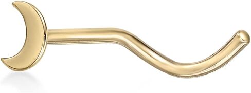 مجوهرات لافاري 20 خاتم أنف منحني من الذهب عيار 14 قيراط من الذهب الأصفر للجنسين، خاتم أنف لا يسبب الحساسية، مجوهرات ثقب الأنف 20 جرام in Kuwait