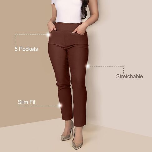 FITSIGHT Women's Yoga Dress Pants - Strechy Straight Leg Work Pants with 5 Pockets Slim Fit Office Casual Slacks in Saudi Arabia