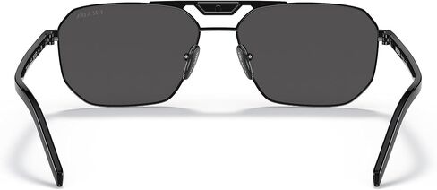 Prada PR 58YS 1AB5S0 Black Metal Rectangle Sunglasses Grey Lens in Kuwait