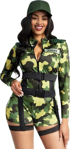 Spooktacular Creations Women Goin' Commando Romper Costume with Hat, Belt Thigh Strap for Adult in Saudi Arabia