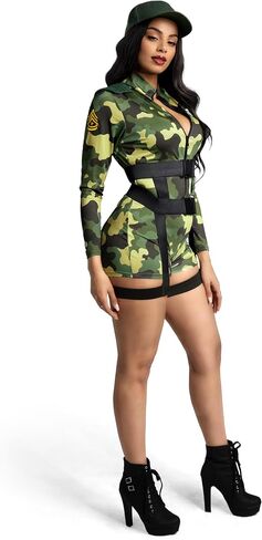 Spooktacular Creations Women Goin' Commando Romper Costume with Hat, Belt Thigh Strap for Adult in Saudi Arabia