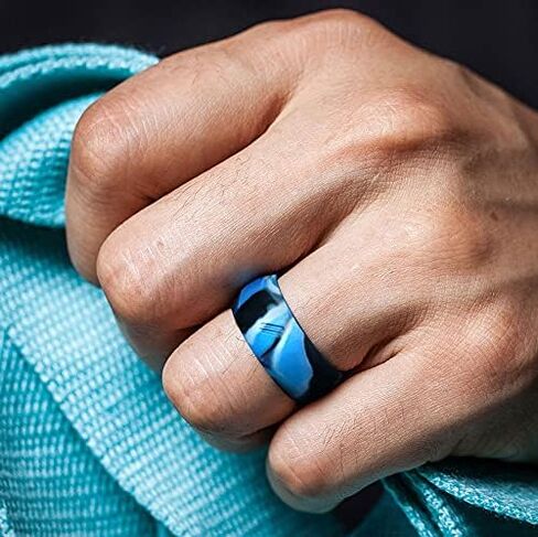 ThunderFit Silicone Wedding Ring for Men, Rubber Wedding Band - Width 8.7mm - Thickness 2.5mm in Kuwait