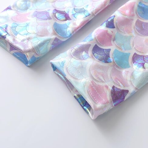 VIKITA Girls Stretch Leggings Shiny Scales Printed Tight Pants Fancy Colored for Birthday Party Halloween 2-12 Years in Kuwait