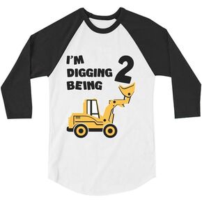 I'm Digging Being 2 2nd Birthday Shirt Boy Construction Kids Raglan T-Shirt in Saudi Arabia