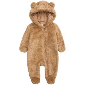 Curipeer Infant Baby Onesie Bodysuit Fleece Bunting Footed Jumpsuit Sleeper Pajamas 0-12M