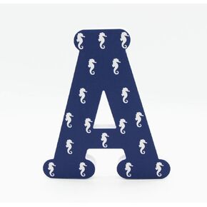 5.9" High DIY English Letters Cartoon Marine Sailor Alphabet Decorative Wood Letters for Children Baby Name Girls Bedroom Wedding Birthday Party Home Decor (A)