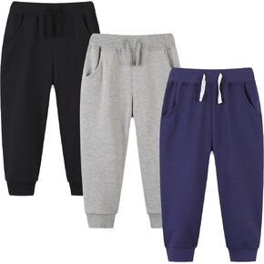GFQLONG 3 Pack Baby Boy Drawstring Elastic Sweatpants,Toddler Cotton Dinosaur Active Jogger Pants with Pockets
