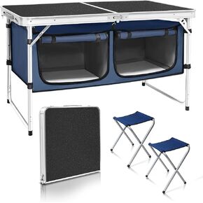 CampLand Outdoor Folding Table Aluminum Lightweight Height Adjustable with Storage Organizer for BBQ, Party, Camping in Saudi Arabia