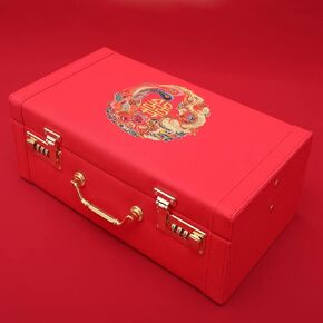 صندوق هدايا صغير للحقائب، صندوق هدايا الحرف اليدوية المطرزة الصيني التقليدية، علامة السعادة المزدوجة مع قفل مختلط، مناسب للهدايا الموت، القيمة، هدايا الزفاف للضيوف in Kuwait