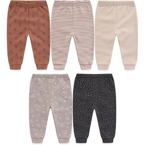 JELYLOVE Unisex Baby Boy Girl Pants Sets Cotton Soft Infants Bottoms Casual 5 Pack 0-12 Month Babies' Leggings in Kuwait