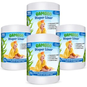 بطانات حفاضات غير معطرة من الخيزران من رافيل - 100% من الخيزران للاستعمال مرة واحدة، عبوة من قطعتين in Kuwait