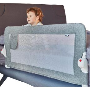 Plushy Kids Bed Guard for Toddlers with Reinforced Anchor Safety System, Swing Down Bed Rail for Double, Full Size Queen & King Bed Types Extra Long (Brown, 59inch) in Saudi Arabia