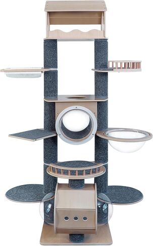 HOSWEETME 86 Inches Large Multi-Storey Cat Tower, Cat Tree with 12 Scratching Posts, Modular Can be Freely Replaced and Expanded Cat Climbing Frame Suitable for All Kinds of Cats and Multi-Cat Family in Kuwait