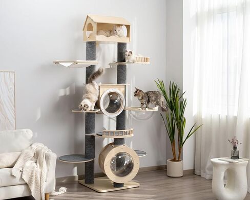 HOSWEETME 86 Inches Large Multi-Storey Cat Tower, Cat Tree with 12 Scratching Posts, Modular Can be Freely Replaced and Expanded Cat Climbing Frame Suitable for All Kinds of Cats and Multi-Cat Family in Kuwait