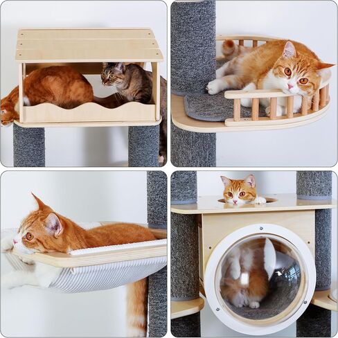 HOSWEETME 86 Inches Large Multi-Storey Cat Tower, Cat Tree with 12 Scratching Posts, Modular Can be Freely Replaced and Expanded Cat Climbing Frame Suitable for All Kinds of Cats and Multi-Cat Family in Kuwait