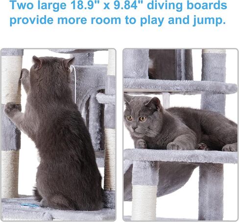 Hey-brother Cat Tree, 71 inches XL Large Cat Tower for Indoor Cats, Multi-Level Cat House with 3 Padded Perches, Big Scratcher, Cozy Basket, 2 Cat Condos and Scratching Posts, Beige MPJ034M in Kuwait