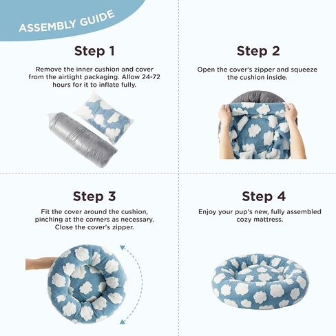 LE SURE Shown on TV Jacquard Donut Dog Beds Medium Sized Dog,Blue 30x30x8in in Kuwait