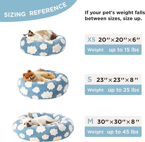 LE SURE Shown on TV Jacquard Donut Dog Beds Medium Sized Dog,Blue 30x30x8in in Kuwait