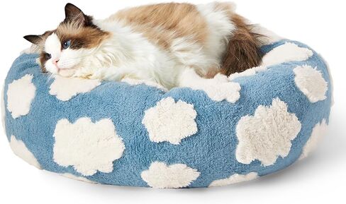 LE SURE Shown on TV Jacquard Donut Dog Beds Medium Sized Dog,Blue 30x30x8in in Kuwait