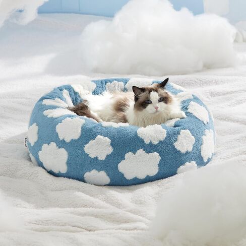 LE SURE Shown on TV Jacquard Donut Dog Beds Medium Sized Dog,Blue 30x30x8in in Kuwait