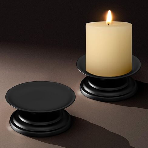 قطعتان من حوامل الشموع الذهبية للشموع الدعامة، وشموع الجرة وأعمدة LED، لوحة شموع معدنية مقاس 4.75 بوصة، صينية شموع عمود ديكور حامل الشموع، حاملات شموع مزخرفة للطاولة، الزفاف، الحفلات، عيد الميلاد in Kuwait