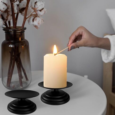 قطعتان من حوامل الشموع الذهبية للشموع الدعامة، وشموع الجرة وأعمدة LED، لوحة شموع معدنية مقاس 4.75 بوصة، صينية شموع عمود ديكور حامل الشموع، حاملات شموع مزخرفة للطاولة، الزفاف، الحفلات، عيد الميلاد in Kuwait