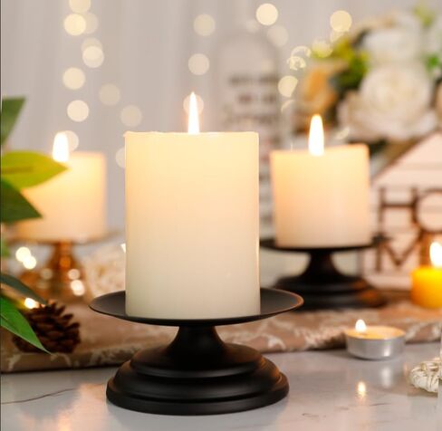 قطعتان من حوامل الشموع الذهبية للشموع الدعامة، وشموع الجرة وأعمدة LED، لوحة شموع معدنية مقاس 4.75 بوصة، صينية شموع عمود ديكور حامل الشموع، حاملات شموع مزخرفة للطاولة، الزفاف، الحفلات، عيد الميلاد in Kuwait