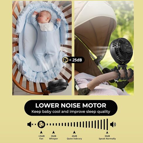 AF DORATI Small Fan, Flexible Tripod Stroller Fan - Portable Fan - Mini Portable, Rechargeable Fan, Quiet Cooling, Perfect for Bed, Car Seat, Travel, Camping. in Saudi Arabia
