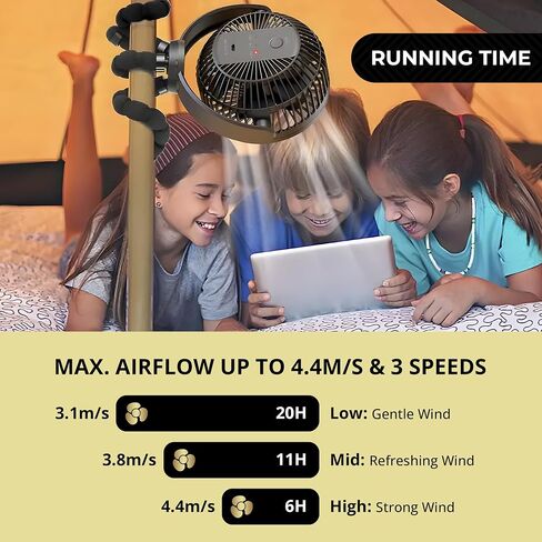 AF DORATI Small Fan, Flexible Tripod Stroller Fan - Portable Fan - Mini Portable, Rechargeable Fan, Quiet Cooling, Perfect for Bed, Car Seat, Travel, Camping. in Saudi Arabia