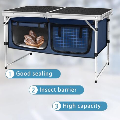 CampLand Outdoor Folding Table Aluminum Lightweight Height Adjustable with Storage Organizer for BBQ, Party, Camping in Kuwait