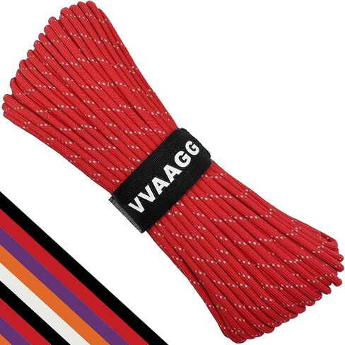 VVAAGG Reflective Paracord, 550 Parachute Cord, 4MM 7-Strand Nylon Rope | Utility Para Cords Lanyard for Tent Camping Hiking Survival Bracelet Tactical Clothesline DIY Projects in Kuwait